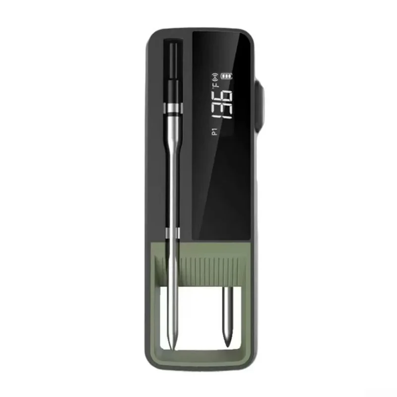 Intelligentes kabelloses Grillthermometer mit App-Steuerung, 100m Reichweite, schnelle 3-Sekunden-Messung, Edelstahlsonde -30°C bis 300°C