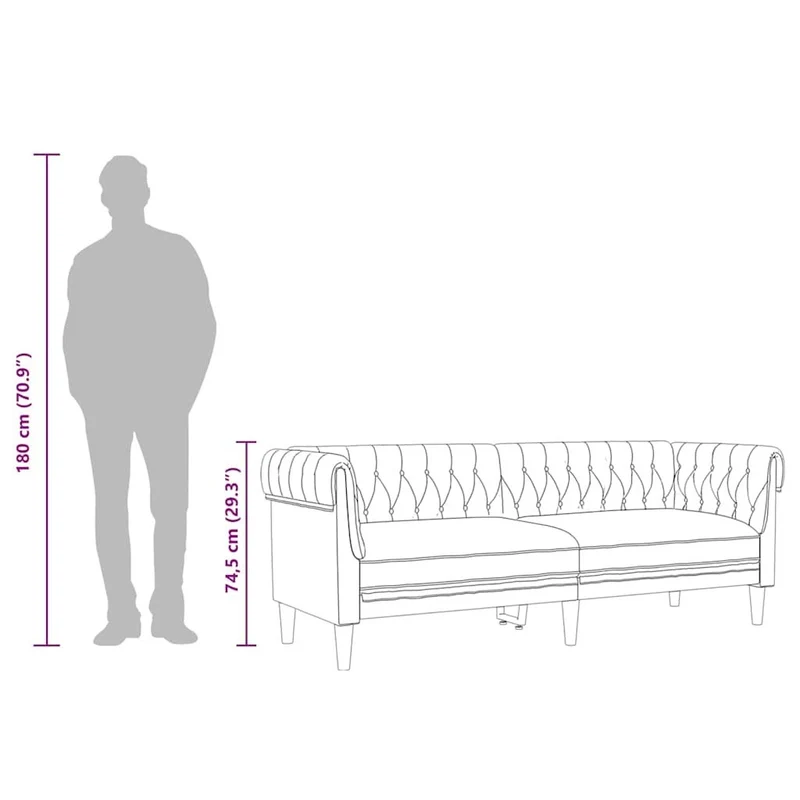 Sofa Polstersofa Wohnzimmercouch Couch Wohnzimmer 201x74x74cm