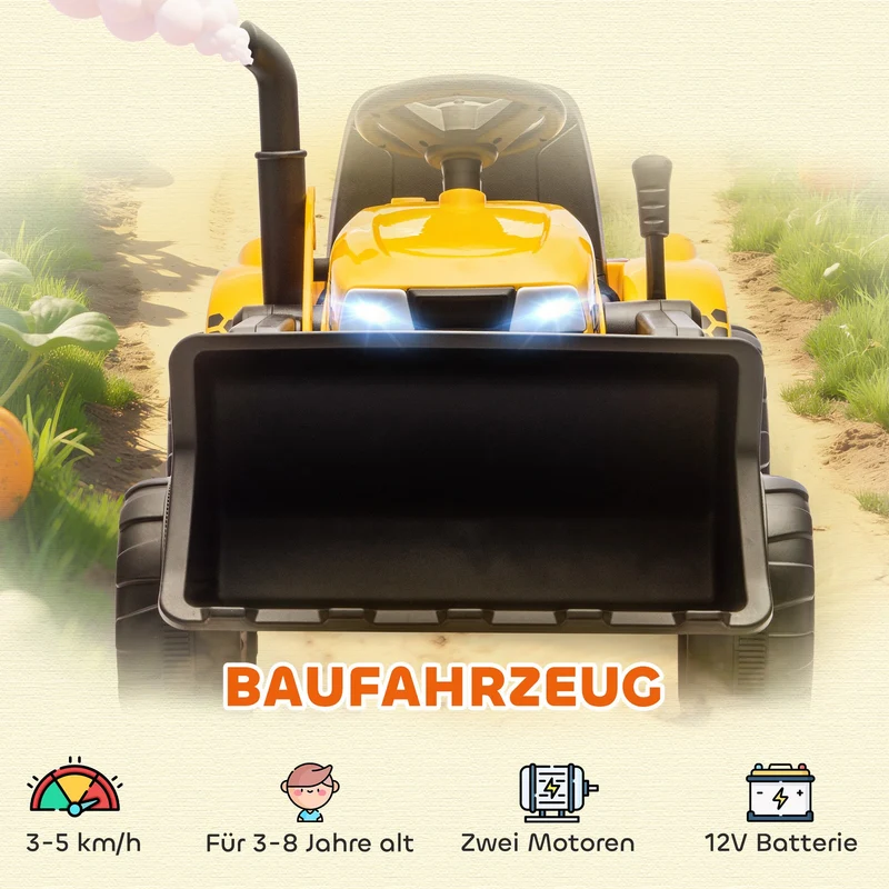 Elektro Bagger Aufsitzbagger Frontschaufel Anhänger Kinderfahrzeug