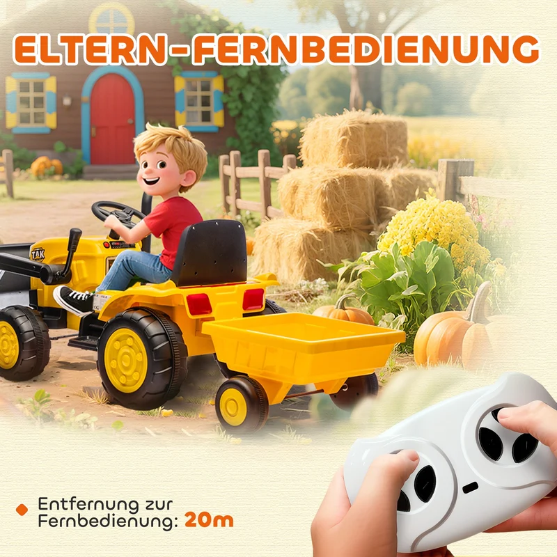 Elektro Bagger Aufsitzbagger Frontschaufel Anhänger Kinderfahrzeug