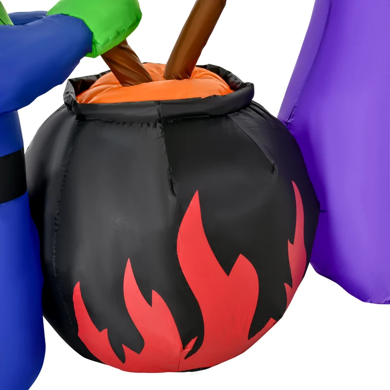 Halloween Aufblasbare Hexe Hexenkessel LED Beleuchtung Deko Figur