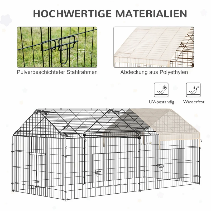 Freigehege Kleintiergehege Laufgitter Gehege 220x103x103cm