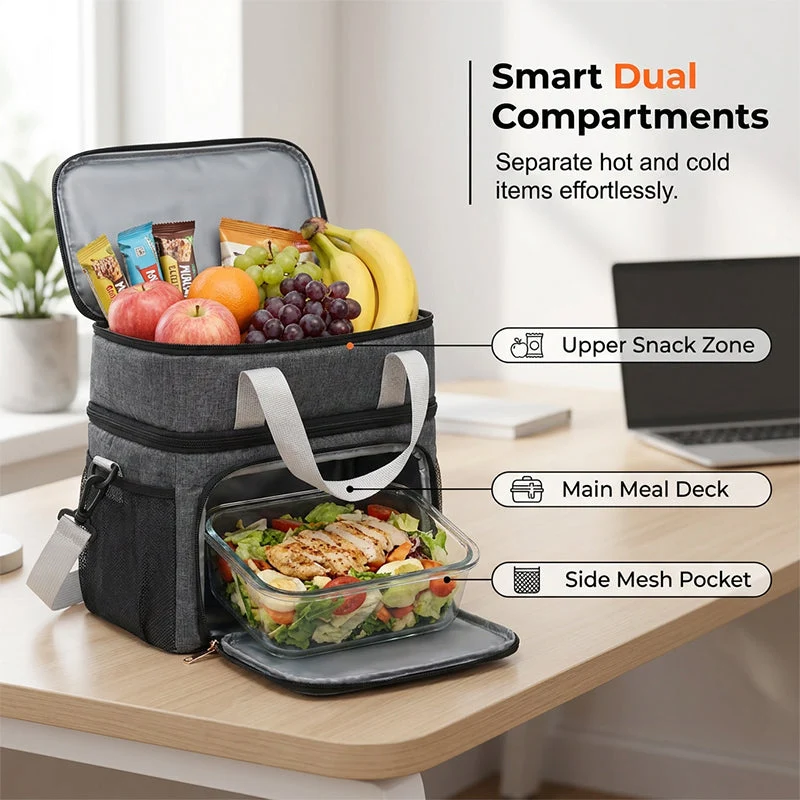 🔥50 % RABATT⏰ Doppellagige isolierte Lunchtasche, warm & kühl haltend🍚