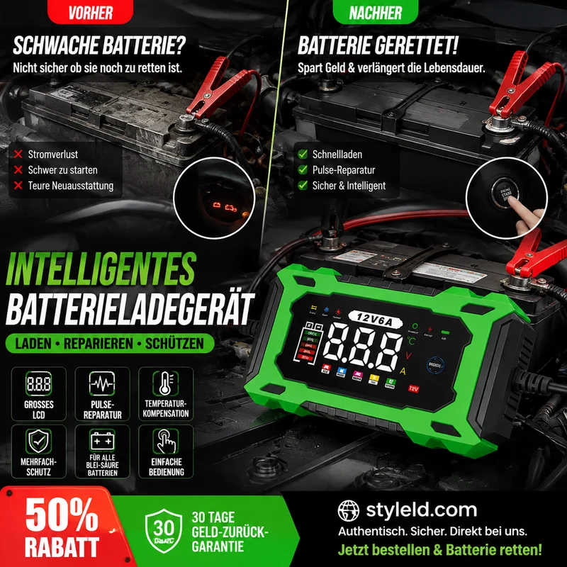 🔥Zeitlich begrenztes Angebot-Intelligentes 12-V-Autoladegerät mit 6 A und Impulsreparaturfunktion
