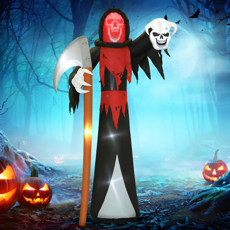 Halloween Dekoration Sensenmann LED Beleuchtung Luftfigur Garten
