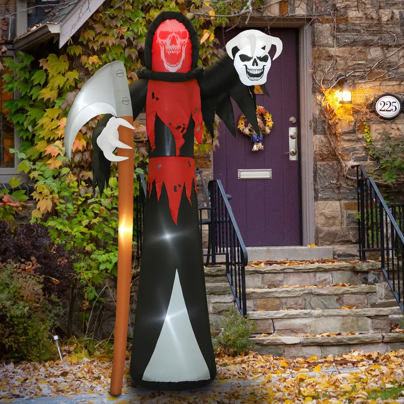Halloween Dekoration Sensenmann LED Beleuchtung Luftfigur Garten