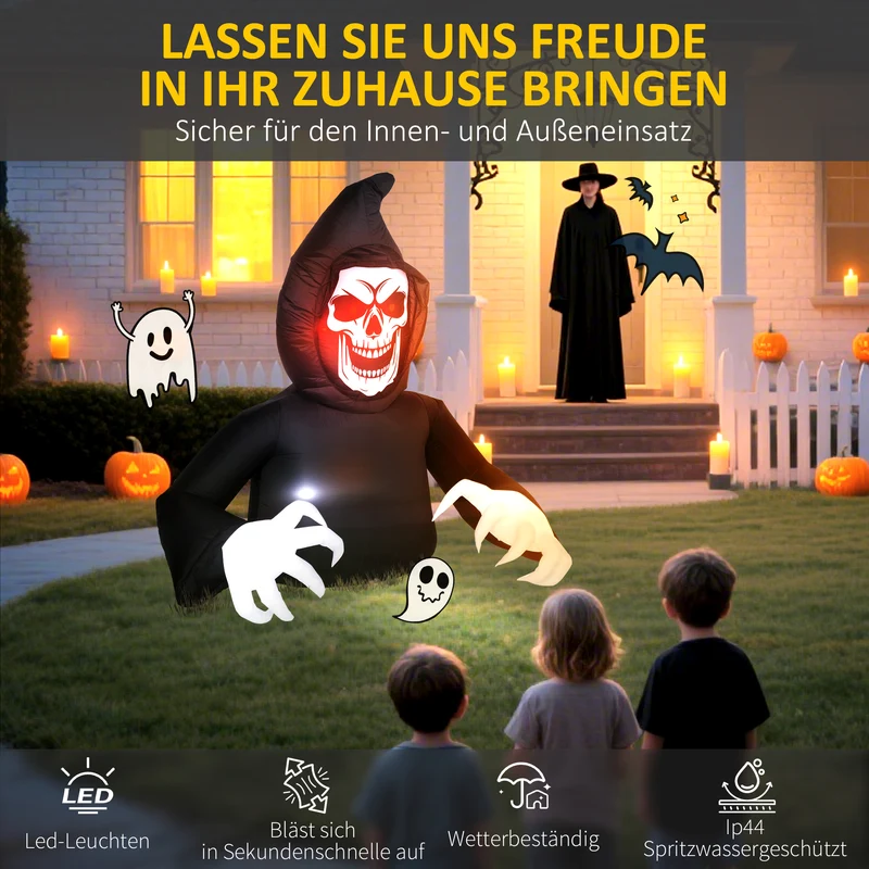 Halloween Aufblasbare Dekoration Sensenmann LED Beleuchtung Gebläse