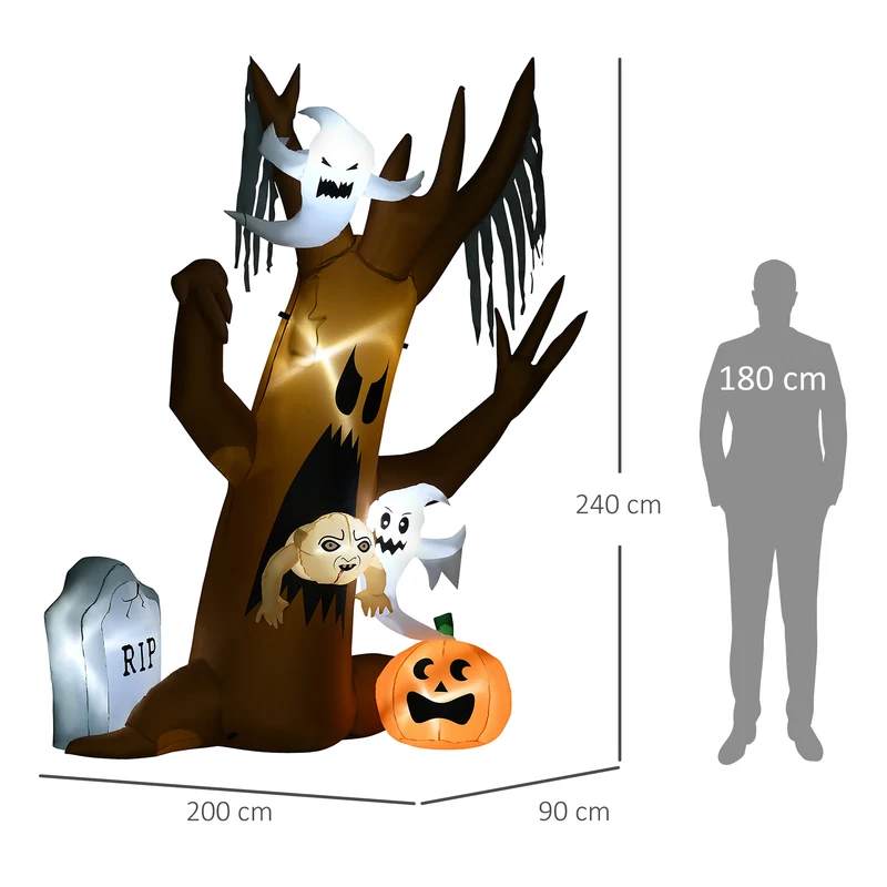 Halloween Deko Geisterbaum Selbstaufblasend LED Beleuchtet Outdoor