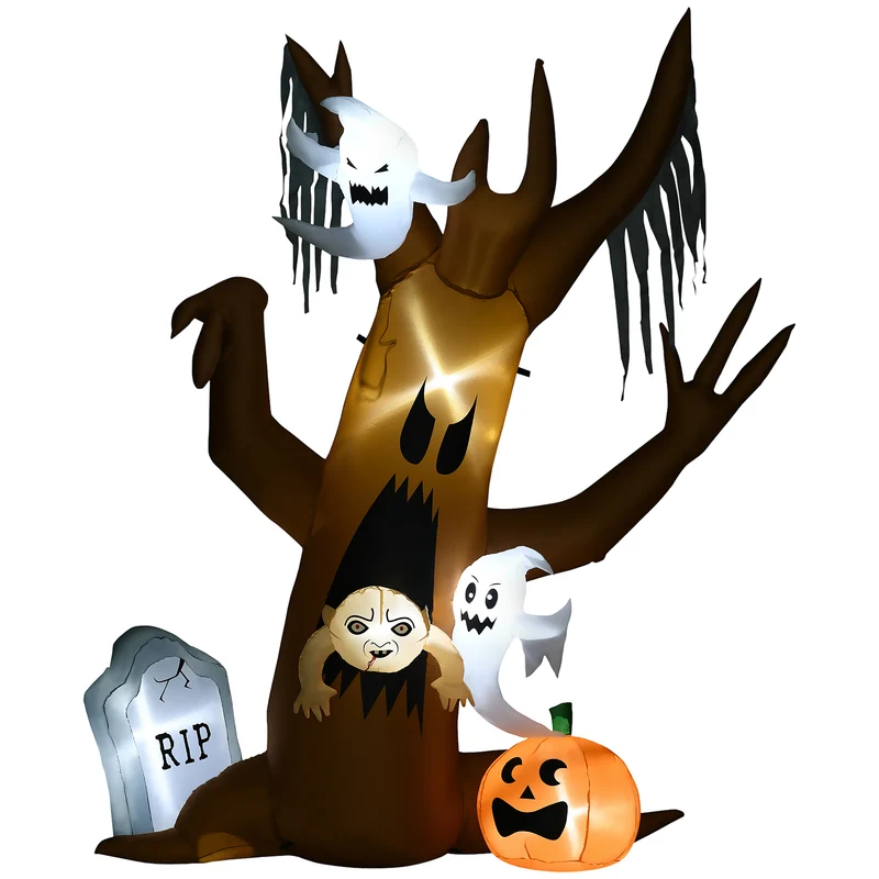 Halloween Deko Geisterbaum Selbstaufblasend LED Beleuchtet Outdoor
