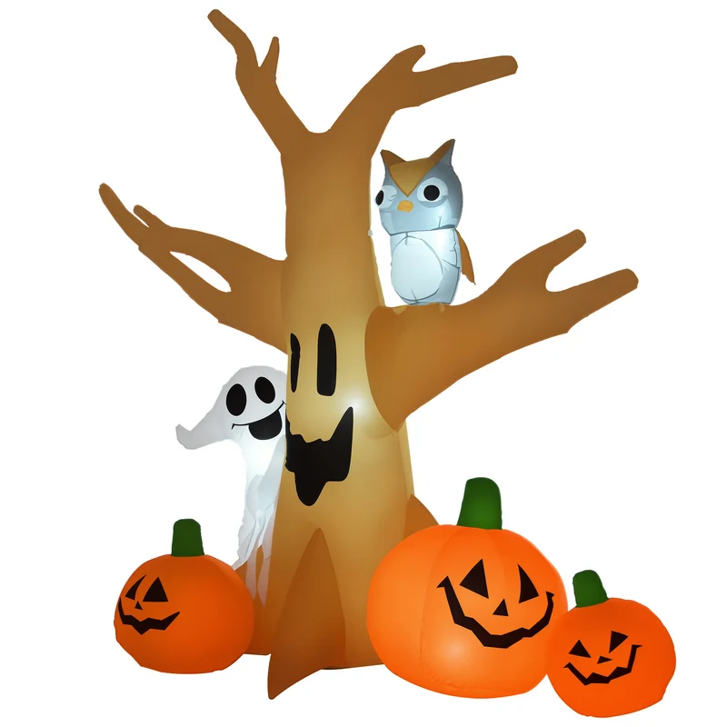 Halloween Aufblasbarer Spukbaum Luftfigur LED Beleuchtet Gartendeko