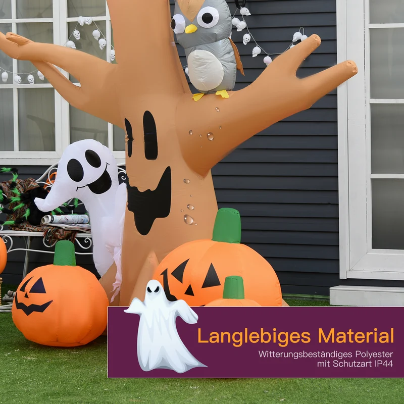 Halloween Aufblasbarer Spukbaum Luftfigur LED Beleuchtet Gartendeko
