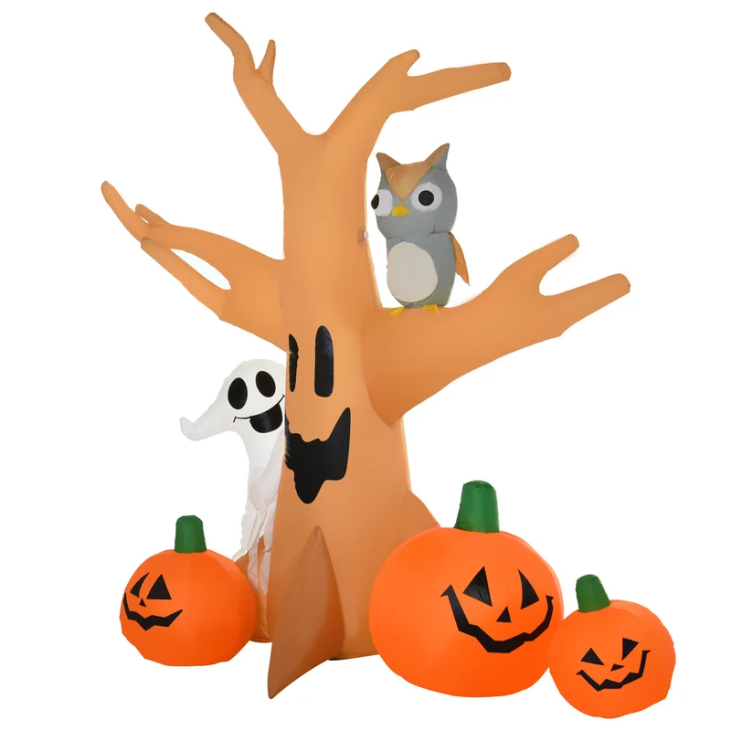 Halloween Aufblasbarer Spukbaum Luftfigur LED Beleuchtet Gartendeko