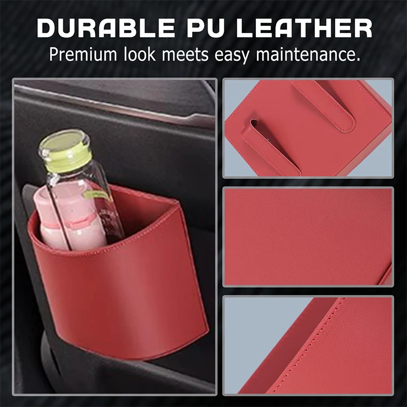 🥳2026 HEISSVERKAUF🥳💞95K+ VERKAUFT!🚗🧺 50% RABATT! Leder Auto-Tür Getränkehalter – Weite Öffnung, einfacher Zugriff auf Getränke & Handy. Clip-Befestigung sicher. PU-Leder, robust & stilvoll. 🛡️✨