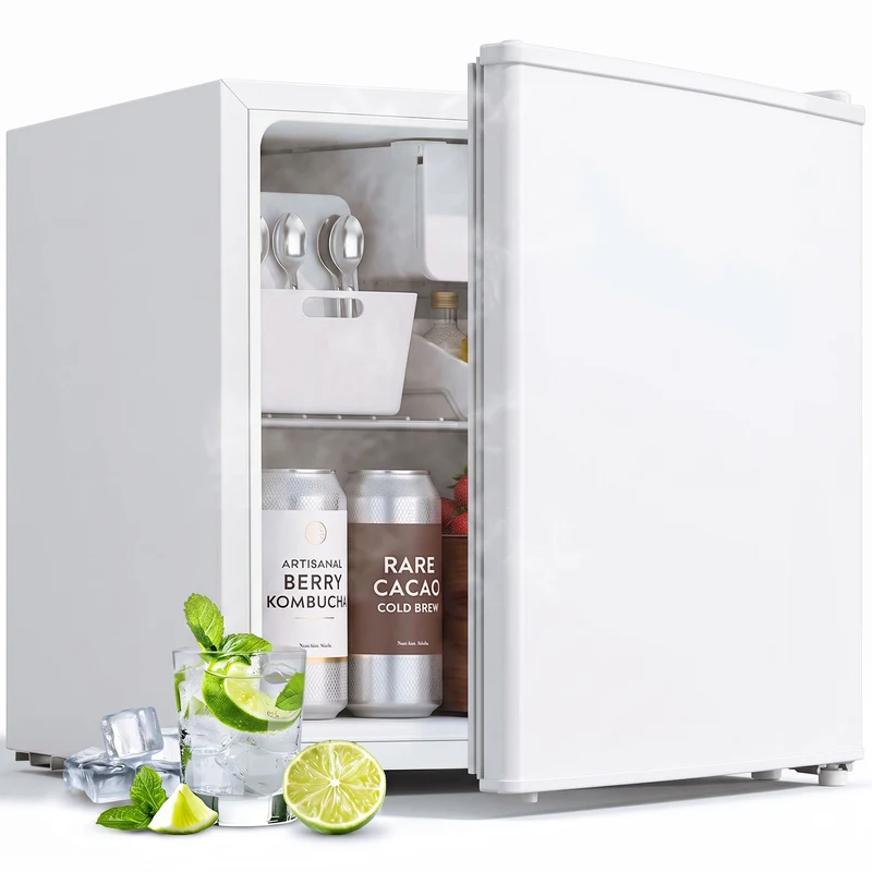 1.62 Cu Ft Mini Fridge with Freezer and Adjustable Thermostat, White