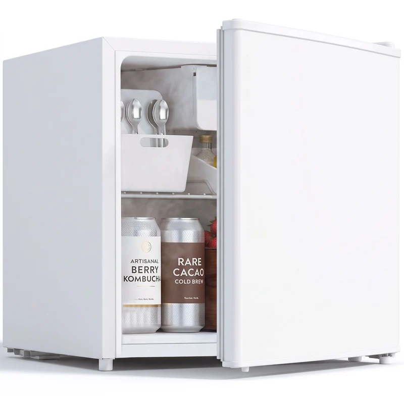 1.62 Cu Ft Mini Fridge with Freezer and Adjustable Thermostat, White