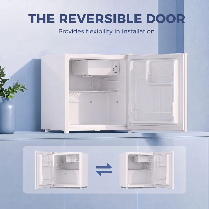 1.62 Cu Ft Mini Fridge with Freezer and Adjustable Thermostat, White