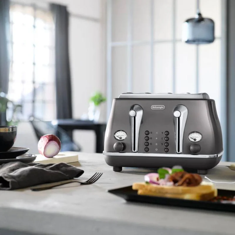 DeLonghi Icona Metallics 1800W 4 Slice Toaster - Grau | CTOT4003.GY