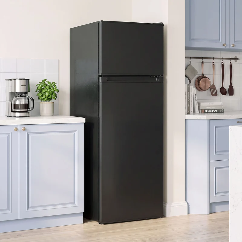 7.7 Cu. Ft. Mini Fridge with Freezer, Adjustable Temp, Reversible Door, Black