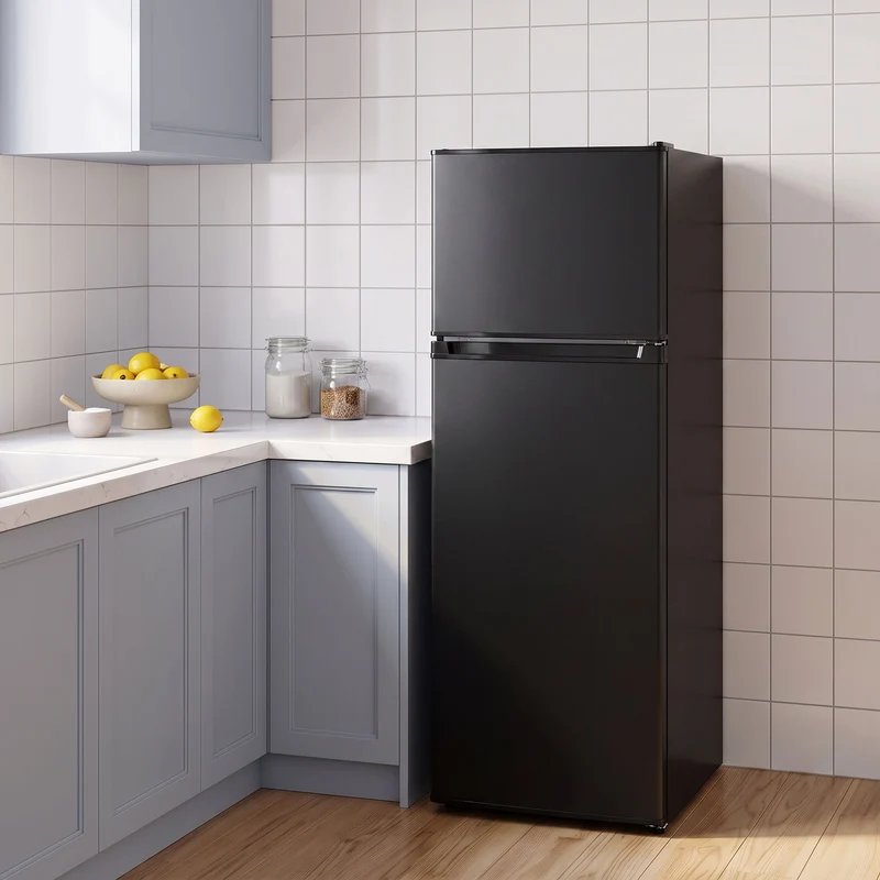 7.7 Cu. Ft. Mini Fridge with Freezer, Adjustable Temp, Reversible Door, Black