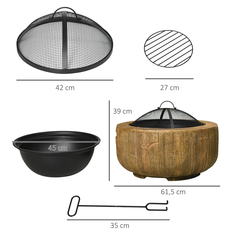Feuerschale 61x61x39cm Feuerkorb Camping Gartenschale Feuer