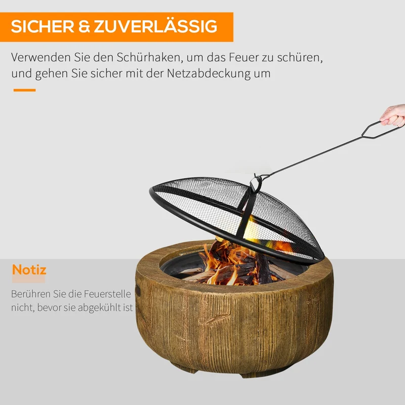 Feuerschale 61x61x39cm Feuerkorb Camping Gartenschale Feuer