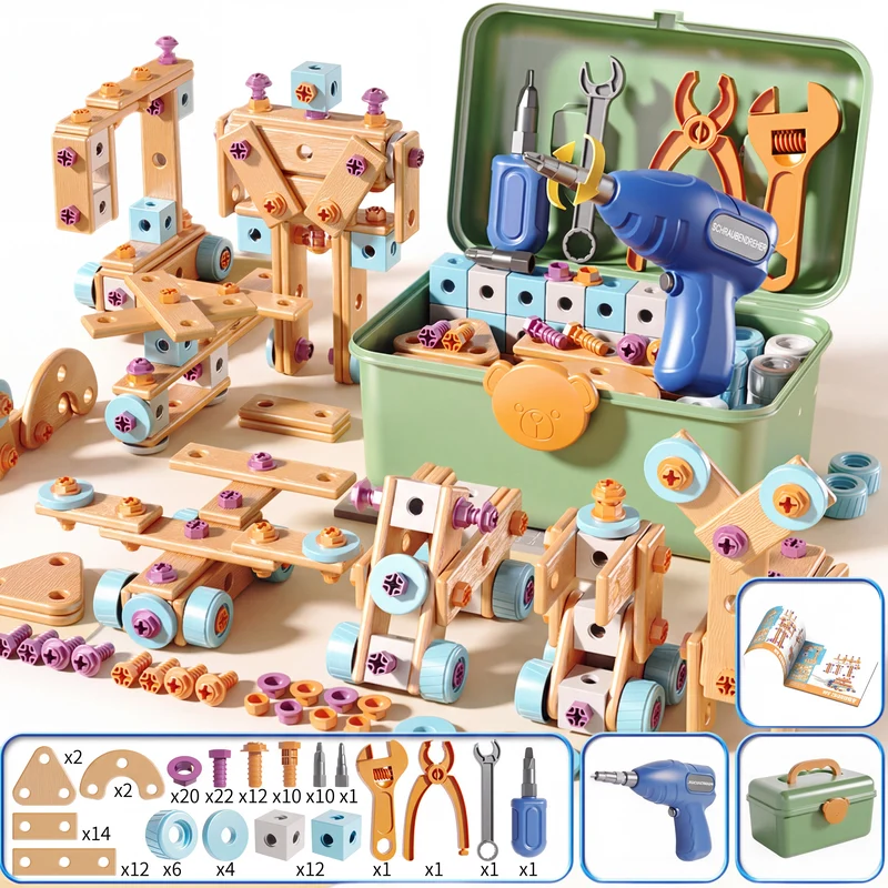 🧰 50 % RABATT⏰ Kinder DIY Werkzeugset, fördert handwerkliche Fähigkeiten🧩
