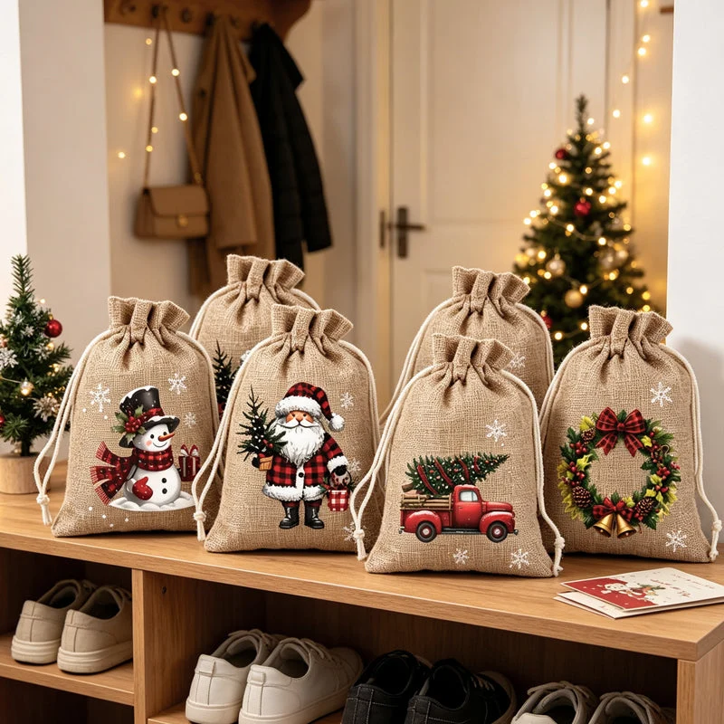 🎄 50% RABATT! 🎁 Weihnachts‑Geschenksäckchen – Festliche Motive, Kordelzug & strapazierfähig ✨