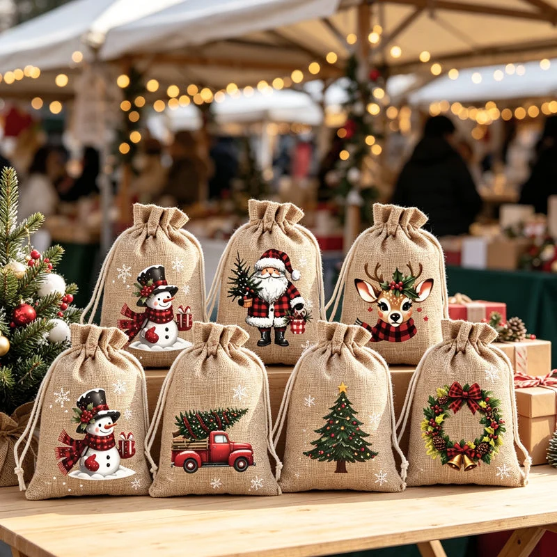 🎄 50% RABATT! 🎁 Weihnachts‑Geschenksäckchen – Festliche Motive, Kordelzug & strapazierfähig ✨