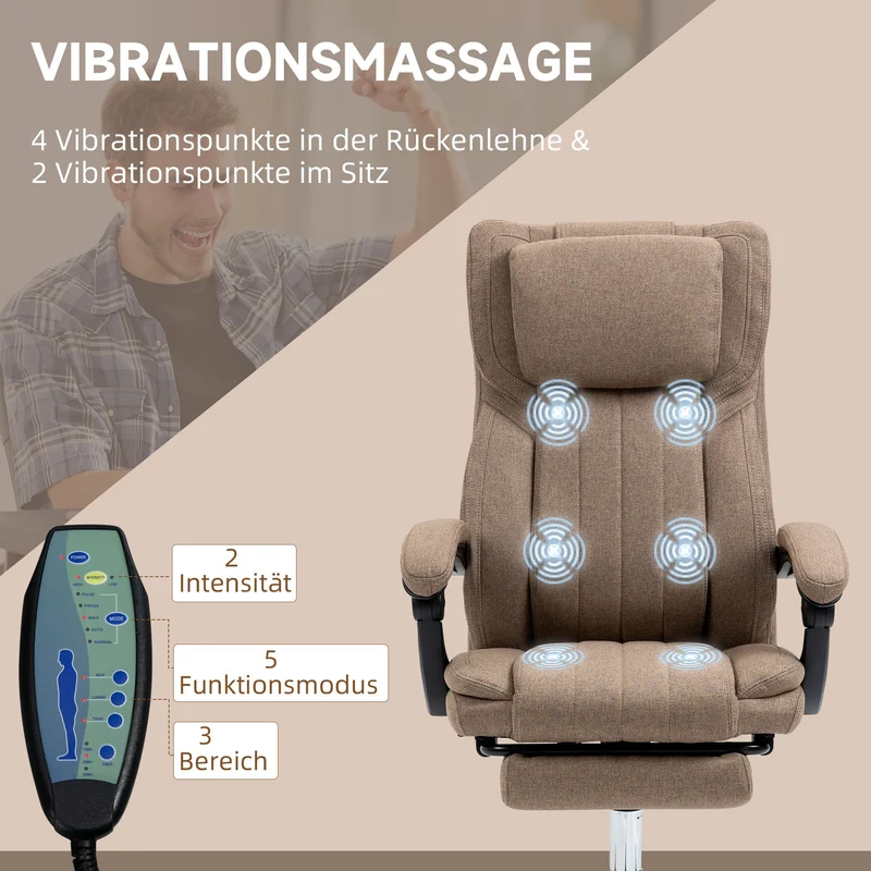Bürostuhl Massagefunktion Liegefunktion Schreibtischstuhl Fußstütze
