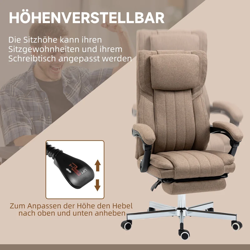 Bürostuhl Massagefunktion Liegefunktion Schreibtischstuhl Fußstütze