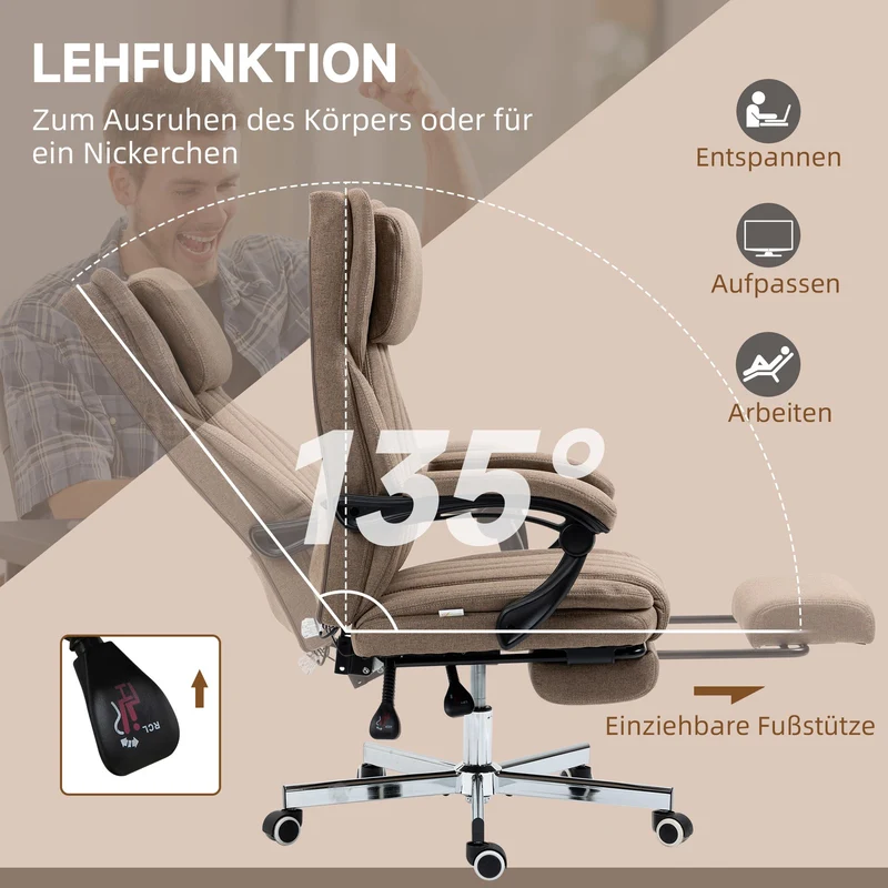 Bürostuhl Massagefunktion Liegefunktion Schreibtischstuhl Fußstütze