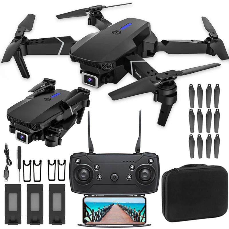 Drohne 4K Dual Kamera WiFi HD RC Quadrocopter Spielzeug 3 Akkus