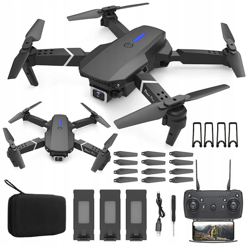 Drohne 4K Dual Kamera WiFi HD RC Quadrocopter Spielzeug 3 Akkus