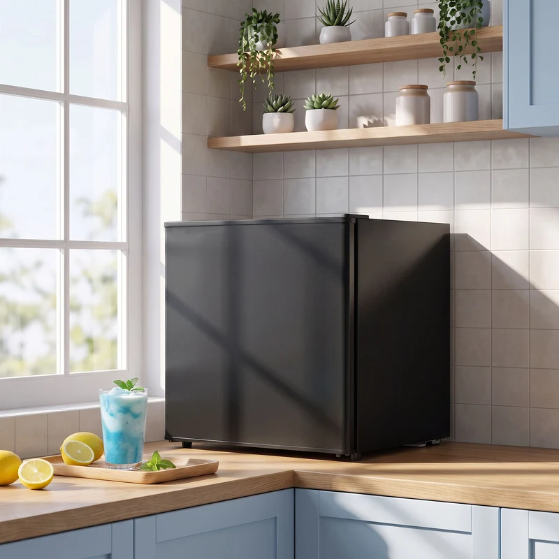 1.62 Cu Ft Single Door Mini Fridge with Freezer and Adjustable Thermostat, Black