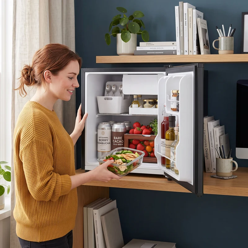 1.62 Cu Ft Single Door Mini Fridge with Freezer and Adjustable Thermostat, Black