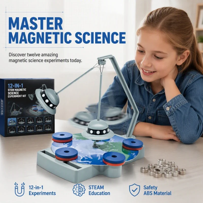 🧲50 % RABATT⏰ 12‑in‑1 Magnet‑Experiment‑Set, spielerisches Lernen für Kinder🛰️