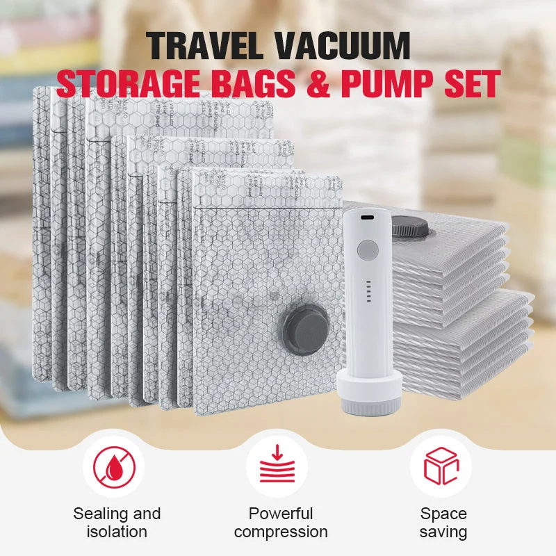 🔥Solange der Vorrat reicht 50 % Rabatt!🎉Reise-Vakuum-Storagebeutel & tragbares Pump-Set