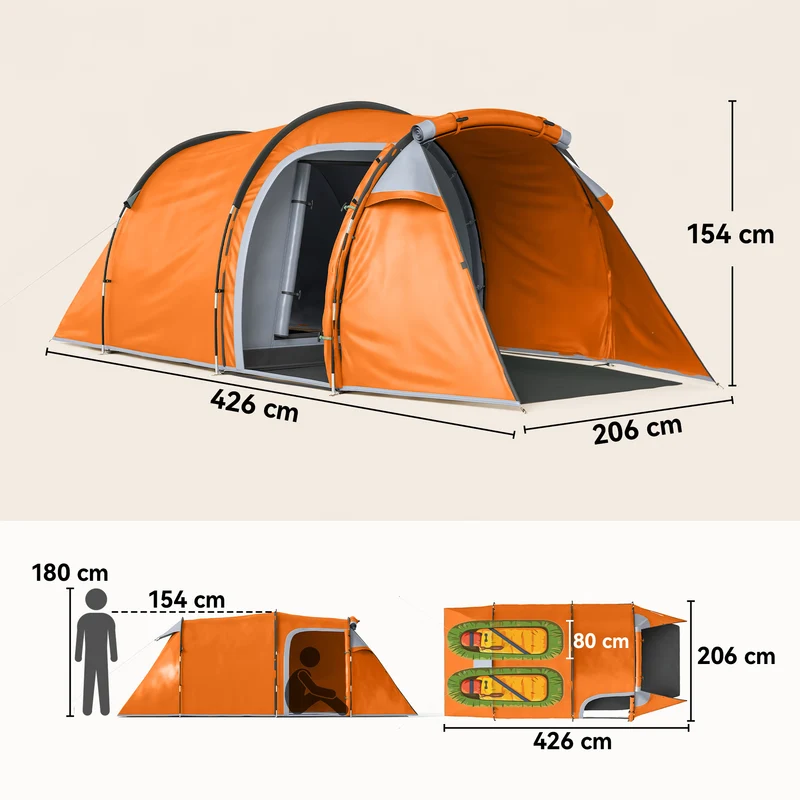 Tunnelzelt Campingzelt Outdoor Camping 426x206x154cm Wasserdicht