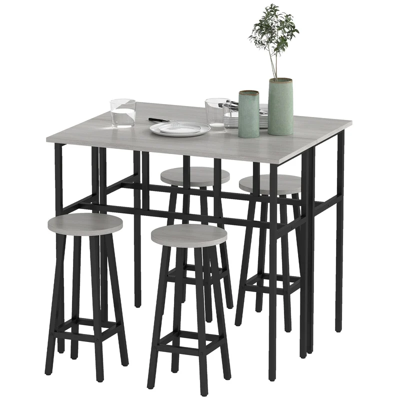 Essgruppe 6-teilig Bartisch Barhocker Industrial Esszimmer