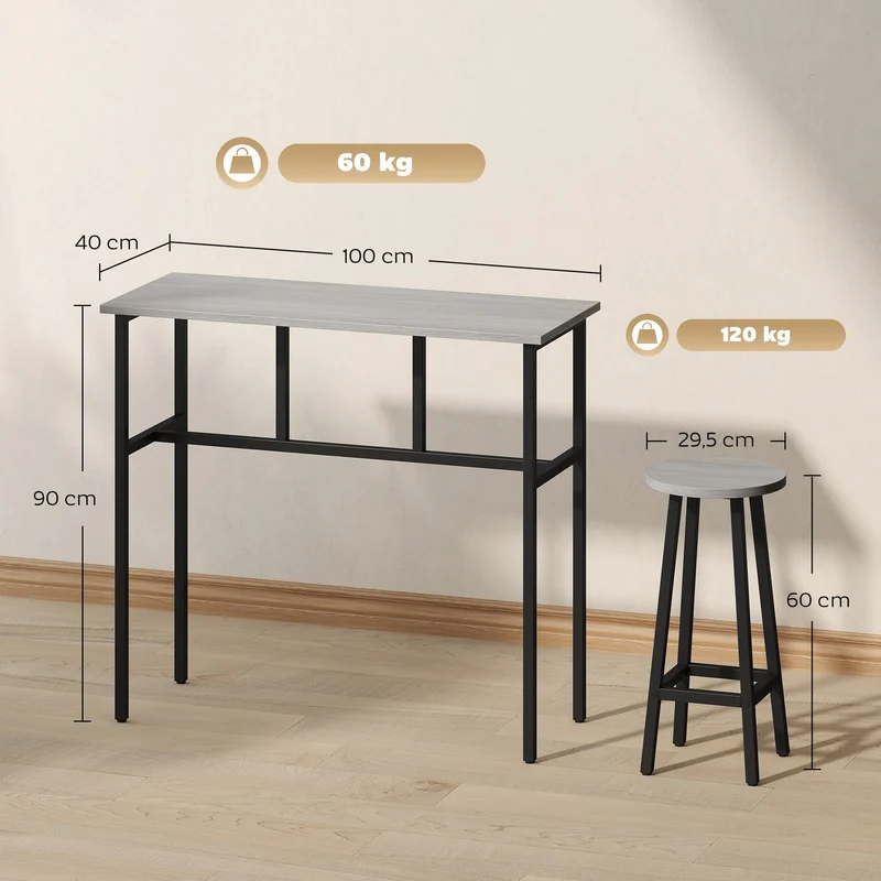 Essgruppe 6-teilig Bartisch Barhocker Industrial Esszimmer