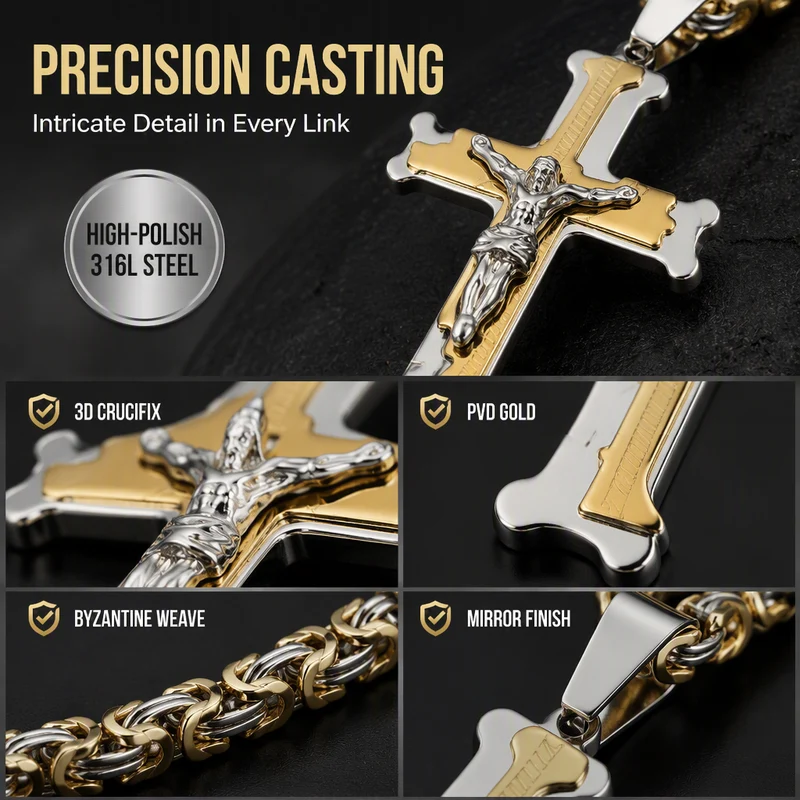 ✝️50 % RABATT⏰ Edelstahl‑Kruzifix‑Halskette, stilvolles Schmuckstück für Geschenk & Alltag