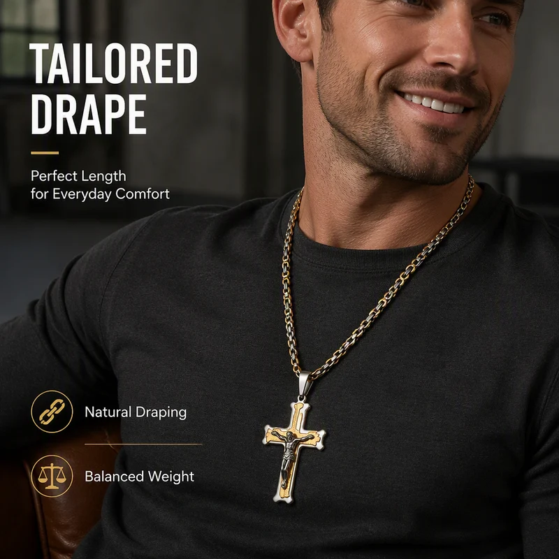 ✝️50 % RABATT⏰ Edelstahl‑Kruzifix‑Halskette, stilvolles Schmuckstück für Geschenk & Alltag