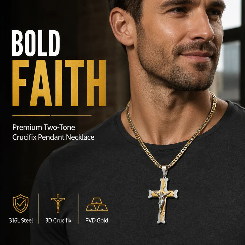 ✝️50 % RABATT⏰ Edelstahl‑Kruzifix‑Halskette, stilvolles Schmuckstück für Geschenk & Alltag