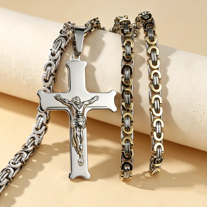 ✝️50 % RABATT⏰ Edelstahl‑Kruzifix‑Halskette, stilvolles Schmuckstück für Geschenk & Alltag