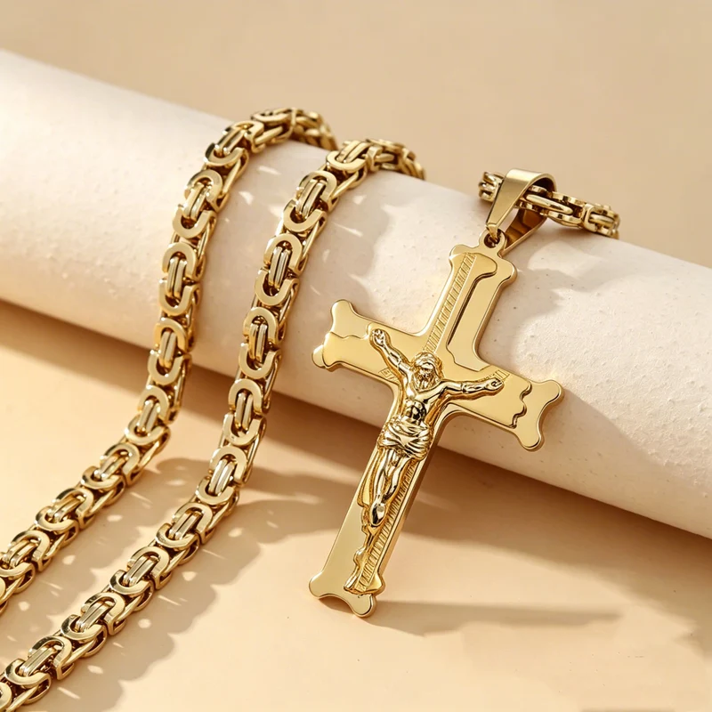 ✝️50 % RABATT⏰ Edelstahl‑Kruzifix‑Halskette, stilvolles Schmuckstück für Geschenk & Alltag