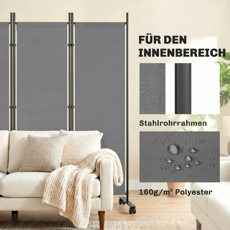 Raumteiler 5-teilig 252x170cm Paravent Sichtschutz
