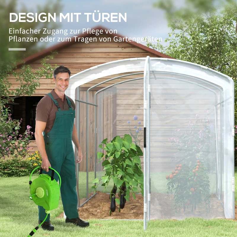 Foliengewächshaus 3x2x1,95m Tunnelgewächshaus Tomatenhaus