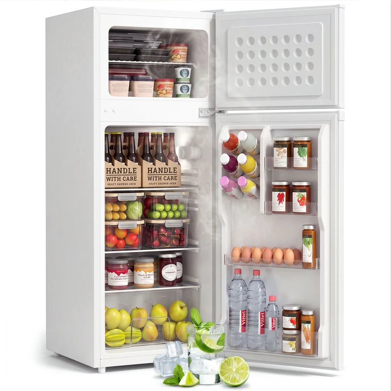 7.7 Cu. Ft. Mini Fridge with Freezer & Double Door, White