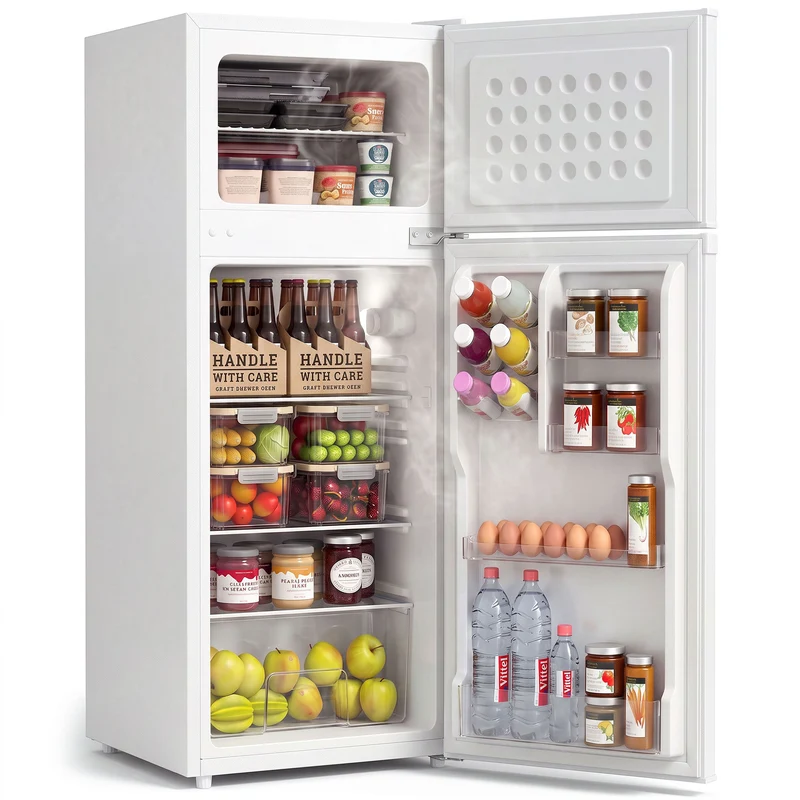 7.7 Cu. Ft. Mini Fridge with Freezer & Double Door, White
