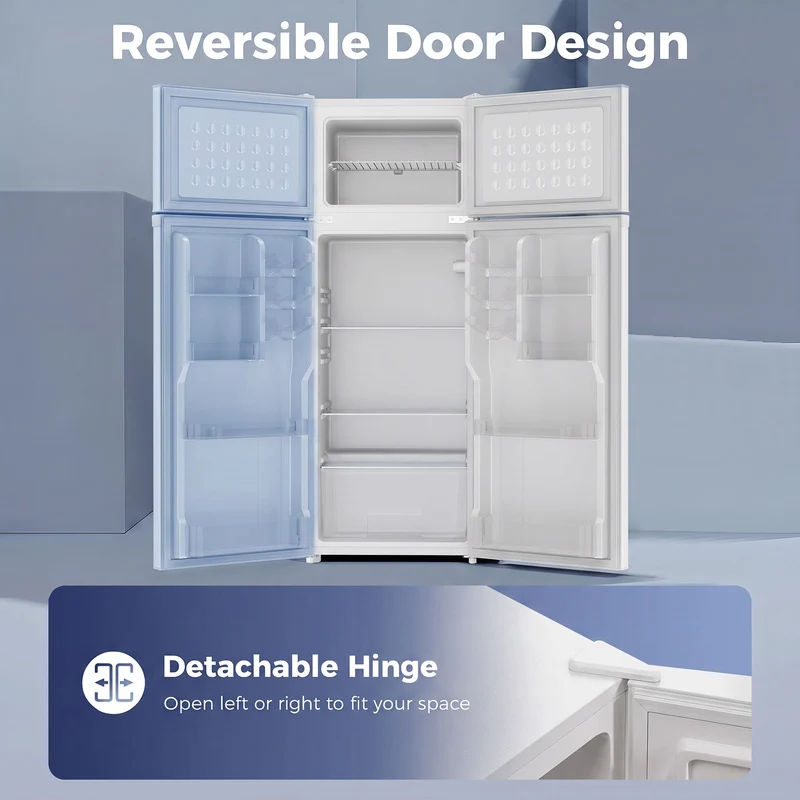 7.7 Cu. Ft. Mini Fridge with Freezer & Double Door, White